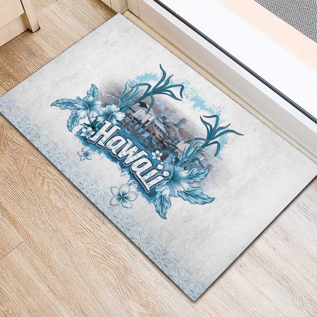 Hawaii Sugar Plantation Rubber Doormat With Hawaiian Tapa Pattern
