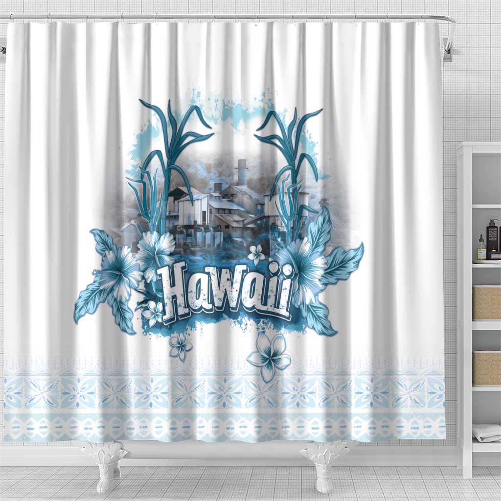 Hawaii Sugar Plantation Shower Curtain With Hawaiian Tapa Pattern