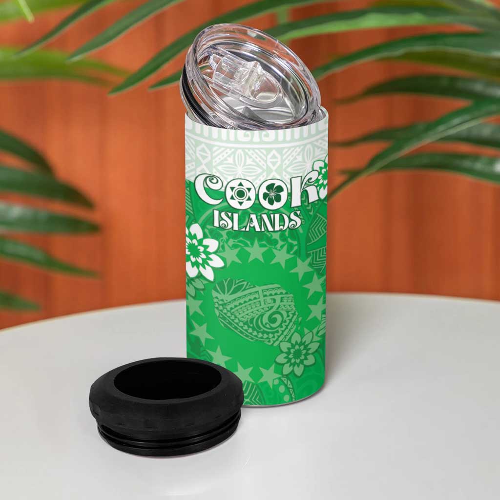 Cook Islands Maori Language Week 4 in 1 Can Cooler Tumbler Pacific Tapa Pattern