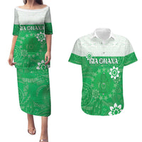 Cook Islands Maori Language Week Couples Matching Puletasi and Hawaiian Shirt Pacific Tapa Pattern