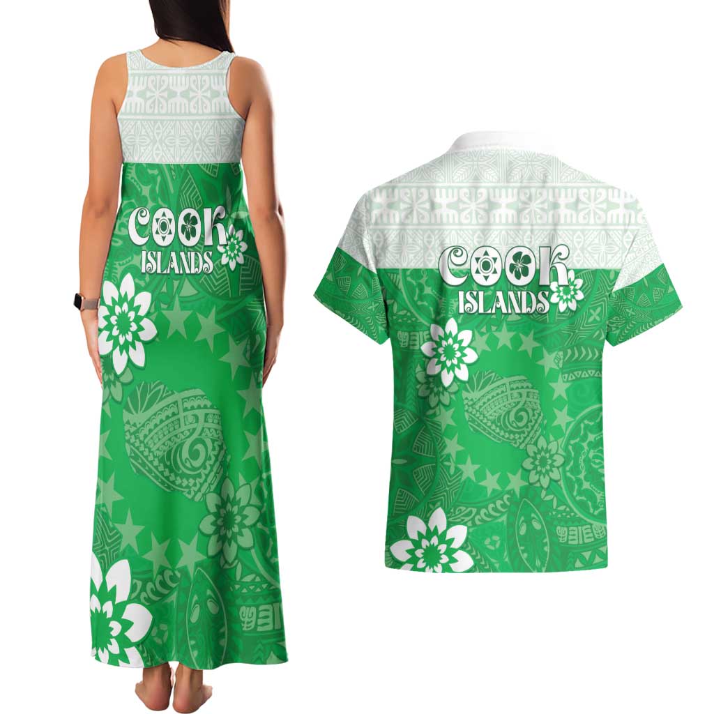 Cook Islands Maori Language Week Couples Matching Tank Maxi Dress and Hawaiian Shirt Pacific Tapa Pattern