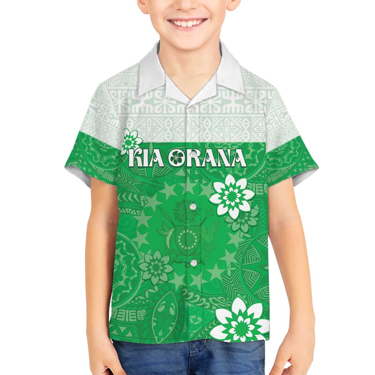 Cook Islands Maori Language Week Family Matching Off Shoulder Short Dress and Hawaiian Shirt Pacific Tapa Pattern