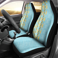 Hawaii Shell Tiare Anthurium Heliconia Lei Car Seat Cover With Tapa Pattern Baby Blue