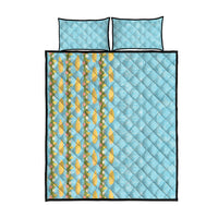 Hawaii Shell Tiare Anthurium Heliconia Lei Quilt Bed Set With Tapa Pattern Baby Blue