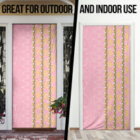 Hawaii Shell Tiare Anthurium Heliconia Lei Door Cover With Tapa Pattern Baby Pink