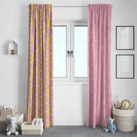 Hawaii Shell Tiare Anthurium Heliconia Lei Window Curtain With Tapa Pattern Baby Pink
