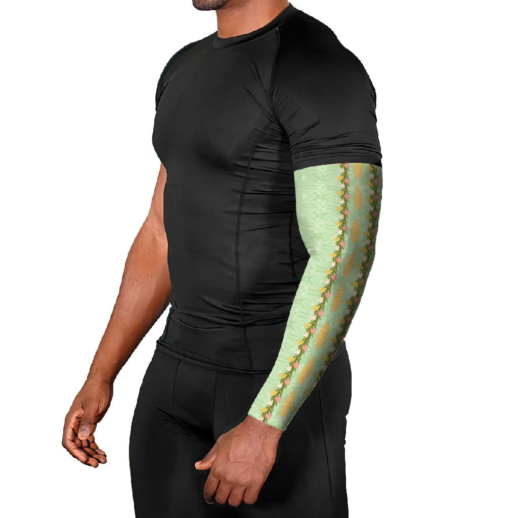 Hawaii Shell Tiare Anthurium Heliconia Lei Arm Sleeves With Tapa Pattern Baby Green