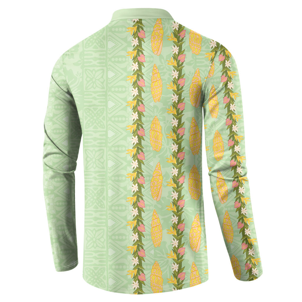 Hawaii Shell Tiare Anthurium Heliconia Lei Button Sweatshirt With Tapa Pattern Baby Green