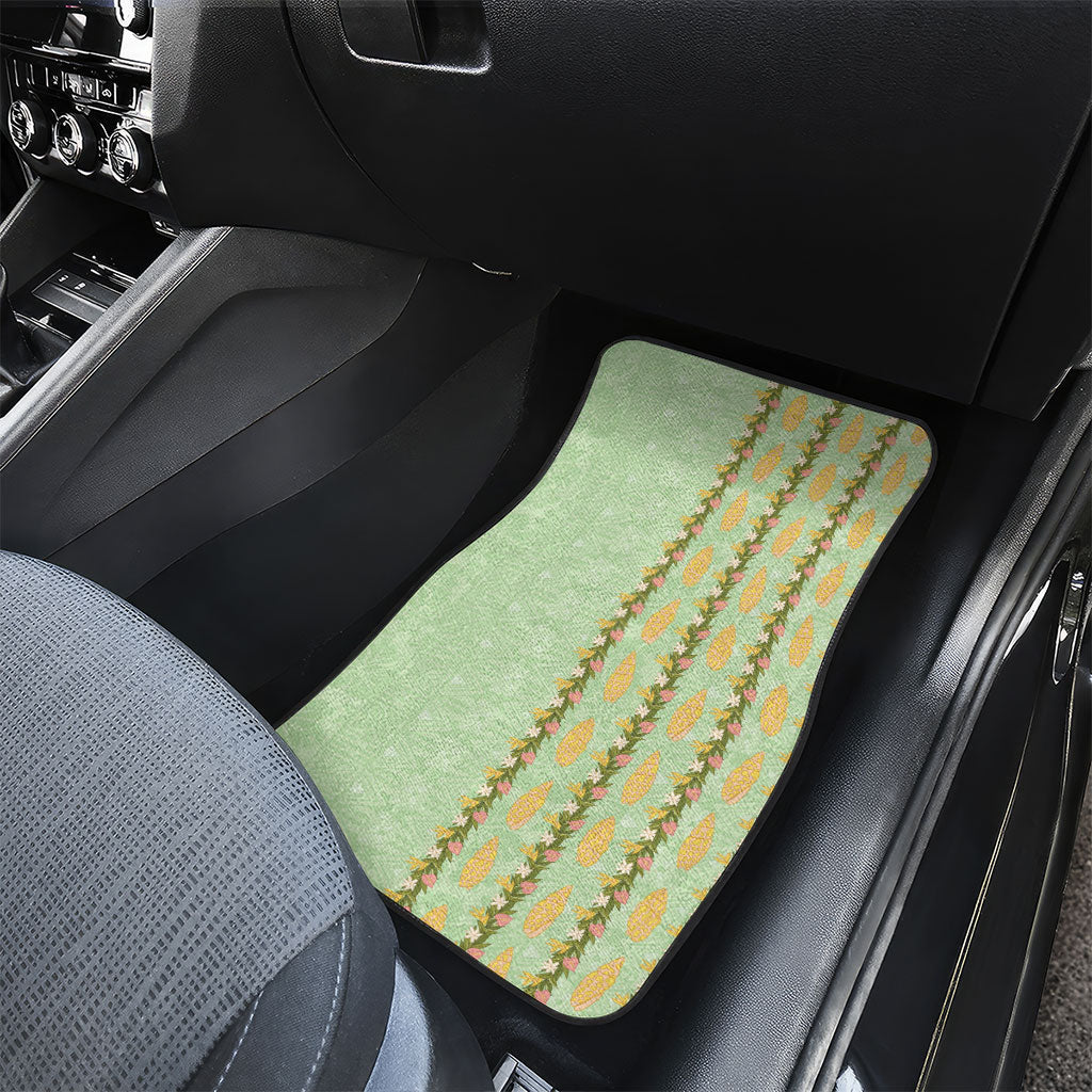 Hawaii Shell Tiare Anthurium Heliconia Lei Car Mats With Tapa Pattern Baby Green
