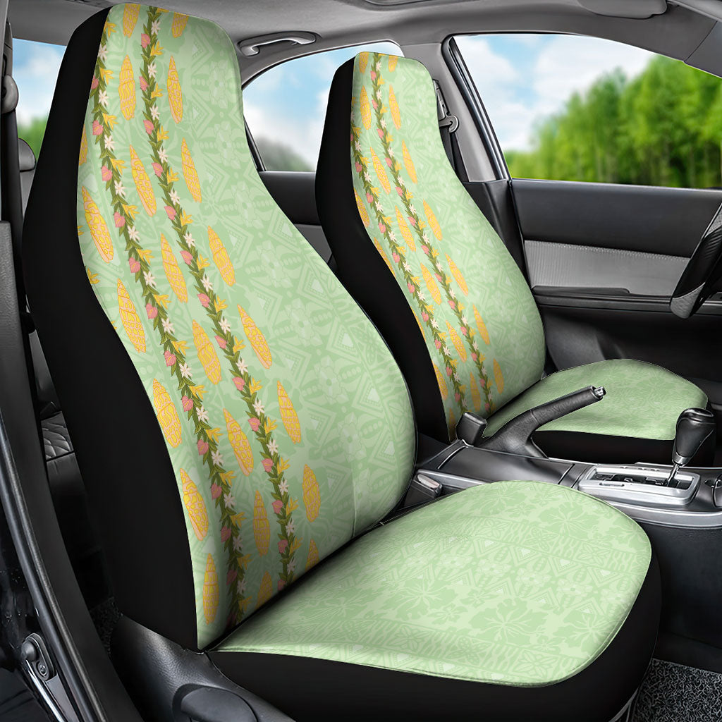 Hawaii Shell Tiare Anthurium Heliconia Lei Car Seat Cover With Tapa Pattern Baby Green