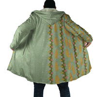 Hawaii Shell Tiare Anthurium Heliconia Lei Cloak With Tapa Pattern Baby Green