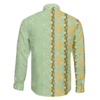 Hawaii Shell Tiare Anthurium Heliconia Lei Family Matching Summer Maxi Dress and Hawaiian Shirt With Tapa Pattern Baby Green