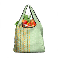 Hawaii Shell Tiare Anthurium Heliconia Lei Grocery Bag With Tapa Pattern Baby Green