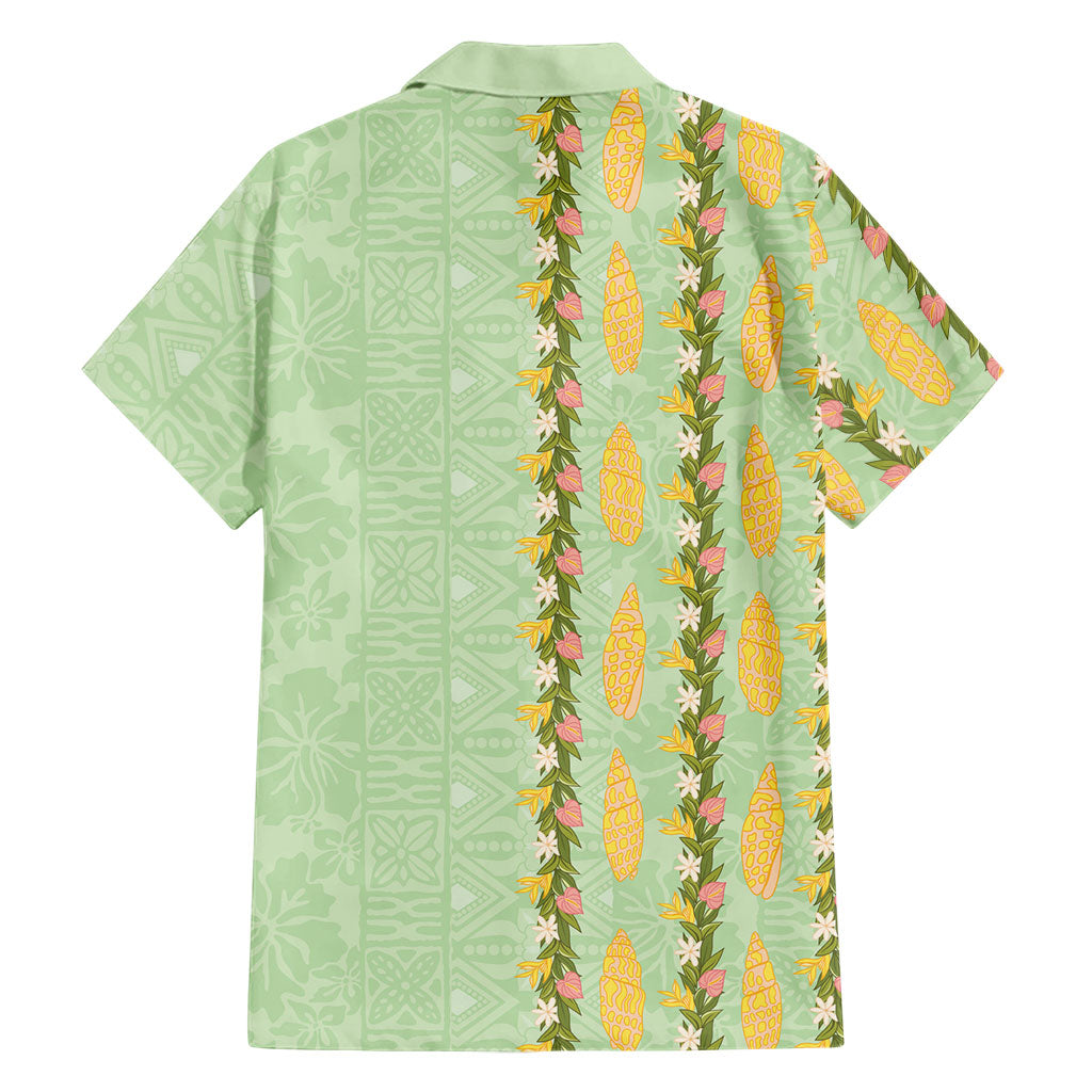 Hawaii Shell Tiare Anthurium Heliconia Lei Hawaiian Shirt With Tapa Pattern Baby Green