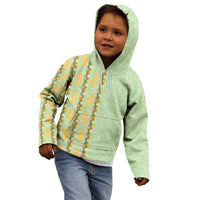 Hawaii Shell Tiare Anthurium Heliconia Lei Kid Hoodie With Tapa Pattern Baby Green