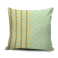 Hawaii Shell Tiare Anthurium Heliconia Lei Pillow Cover With Tapa Pattern Baby Green