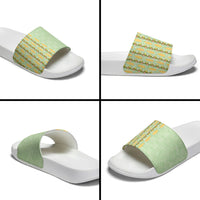 Hawaii Shell Tiare Anthurium Heliconia Lei Slide Sandals With Tapa Pattern Baby Green