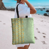 Hawaii Shell Tiare Anthurium Heliconia Lei Tote Bag With Tapa Pattern Baby Green