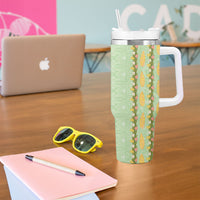Hawaii Shell Tiare Anthurium Heliconia Lei Tumbler With Handle With Tapa Pattern Baby Green