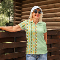 Hawaii Shell Tiare Anthurium Heliconia Lei Women Polo Shirt With Tapa Pattern Baby Green