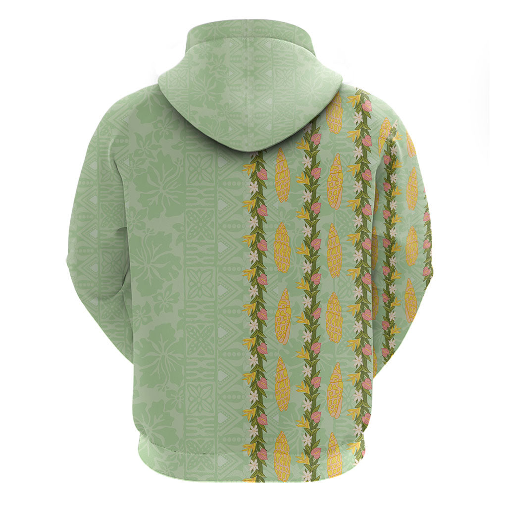 Hawaii Shell Tiare Anthurium Heliconia Lei Zip Hoodie With Tapa Pattern Baby Green