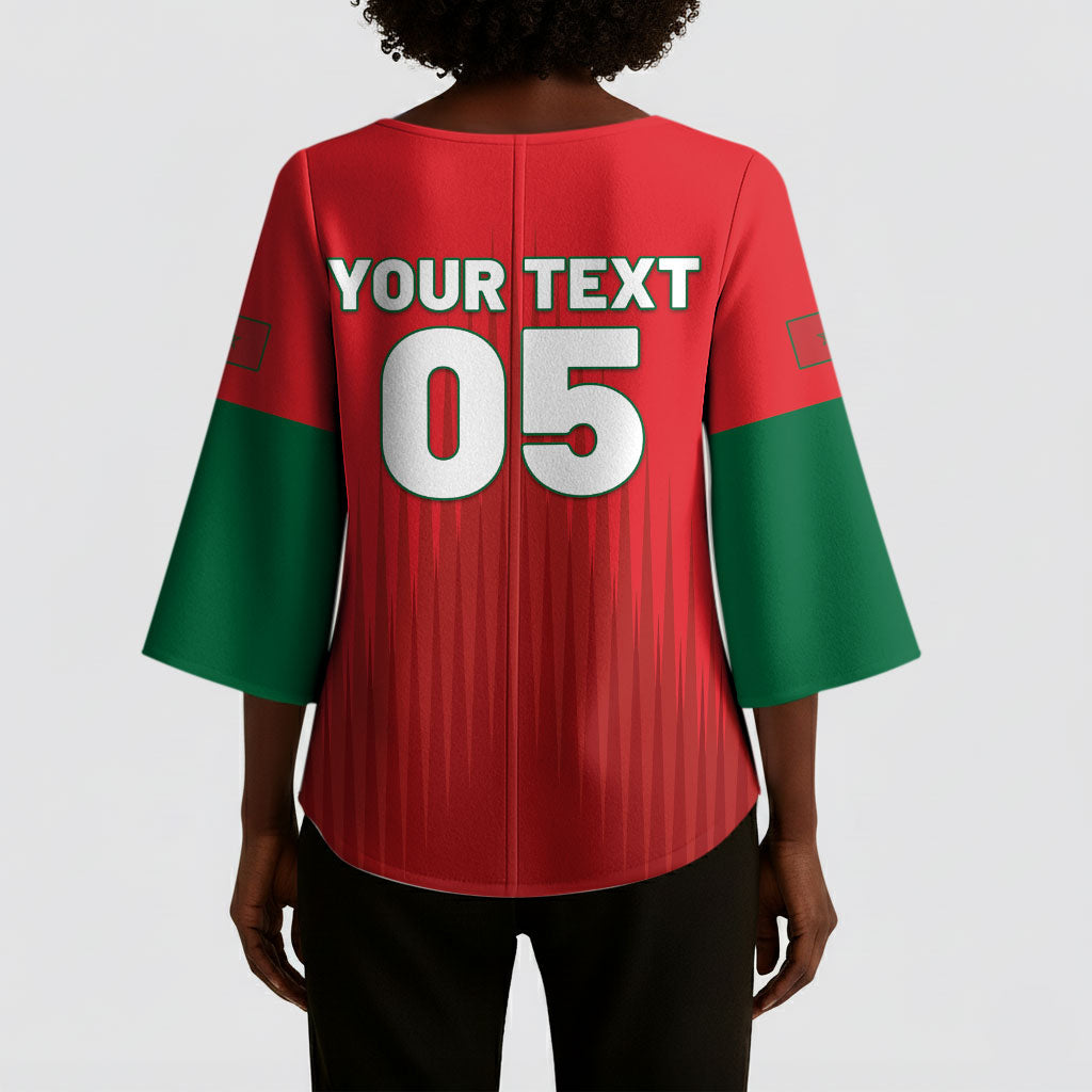 Custom Morocco Football 2026 Kimono Sleeve Blouse Atlas Lions Breathtaking Victory Red Version
