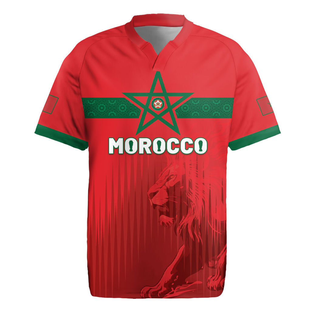 Custom Morocco Football 2026 Rugby Jersey Atlas Lions Breathtaking Victory Red Version LT05 Red - Polynesian Pride