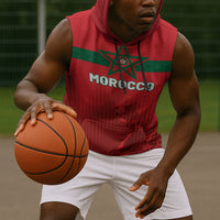 Custom Morocco Football 2026 Sleeveless Hoodie Atlas Lions Breathtaking Victory Red Version