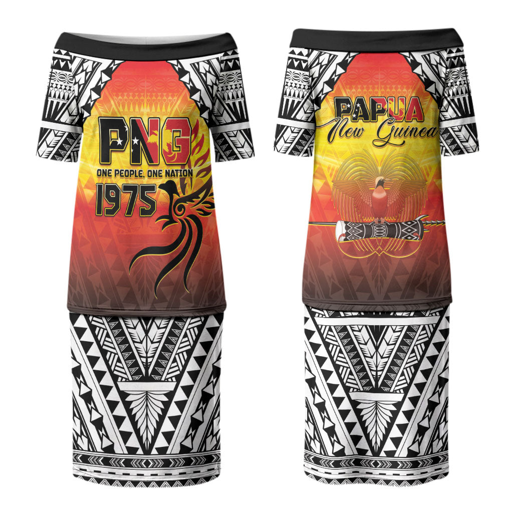Papua New Guinea Independence Day Couples Matching Puletasi and Hawaiian Shirt One People One Nation One PNG LT05 - Polynesian Pride