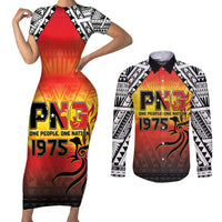 Papua New Guinea 49th Independence Day Couples Matching Short Sleeve Bodycon Dress and Long Sleeve Button Shirt One People One Nation One PNG