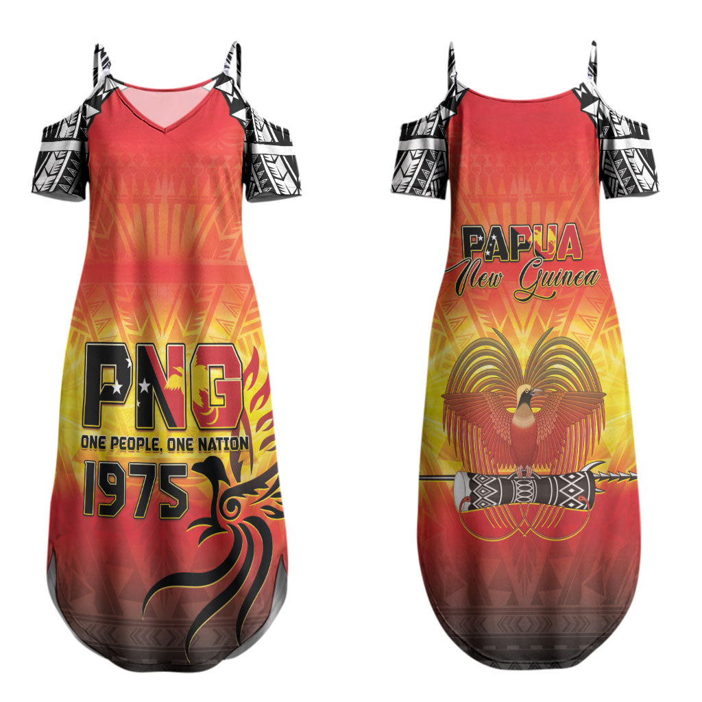 Papua New Guinea Independence Day Couples Matching Summer Maxi Dress and Long Sleeve Button Shirt One People One Nation One PNG LT05 - Polynesian Pride