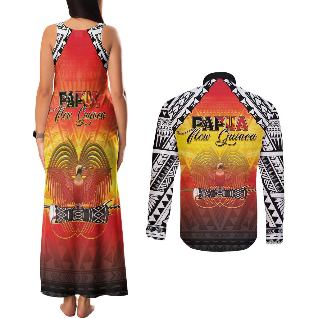 Papua New Guinea 49th Independence Day Couples Matching Tank Maxi Dress and Long Sleeve Button Shirt One People One Nation One PNG