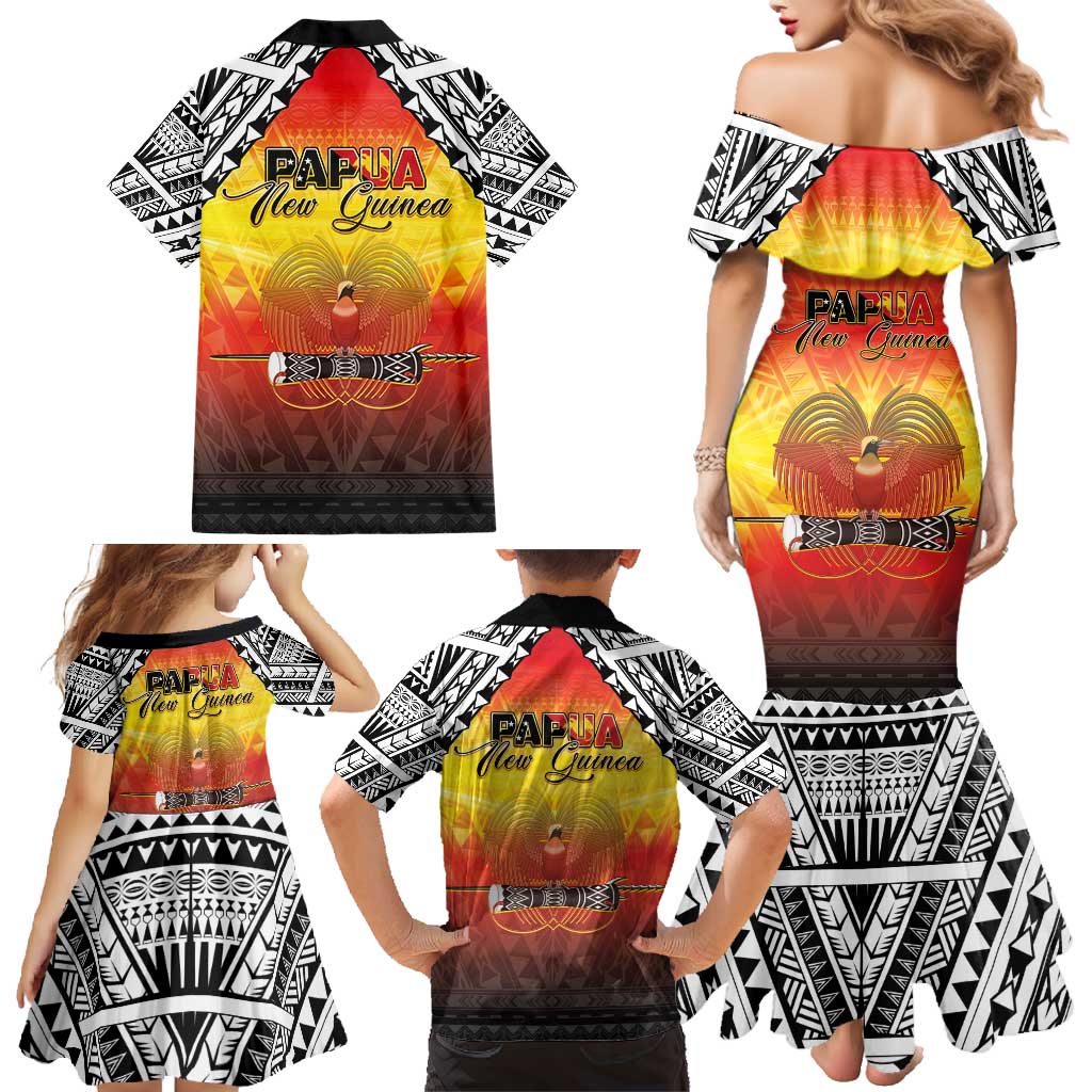 Papua New Guinea 49th Independence Day Family Matching Mermaid Dress and Hawaiian Shirt One People One Nation One PNG