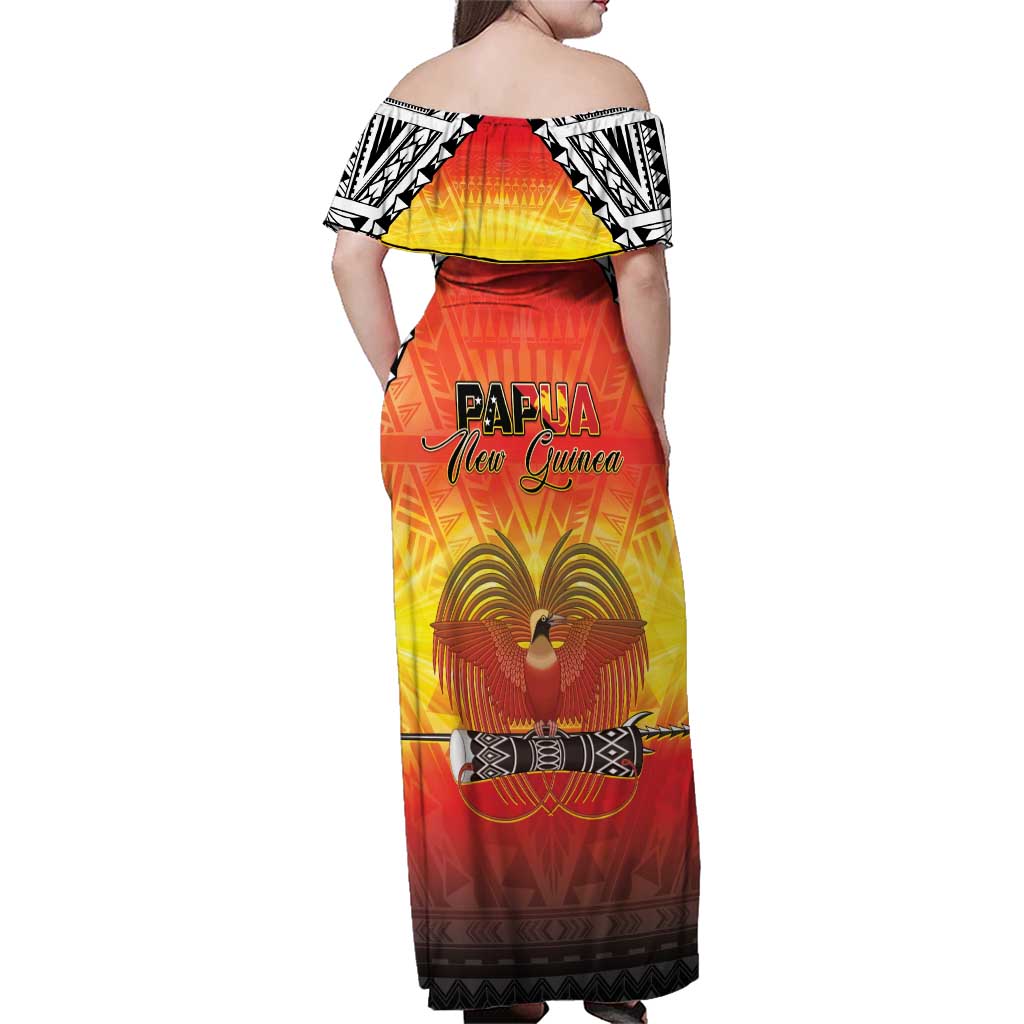 Papua New Guinea 49th Independence Day Family Matching Off Shoulder Maxi Dress and Hawaiian Shirt One People One Nation One PNG