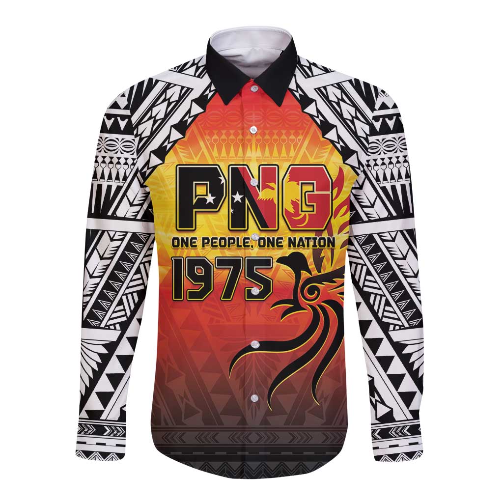 Papua New Guinea 49th Independence Day Long Sleeve Button Shirt One People One Nation One PNG
