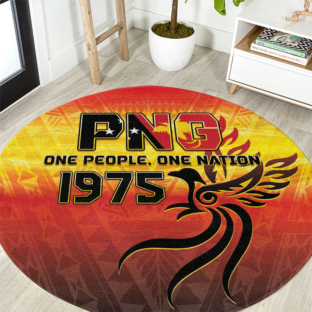 Papua New Guinea Independence Day Round Carpet One People One Nation One PNG LT05 Yellow - Polynesian Pride