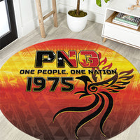 Papua New Guinea Independence Day Round Carpet One People One Nation One PNG LT05 Yellow - Polynesian Pride