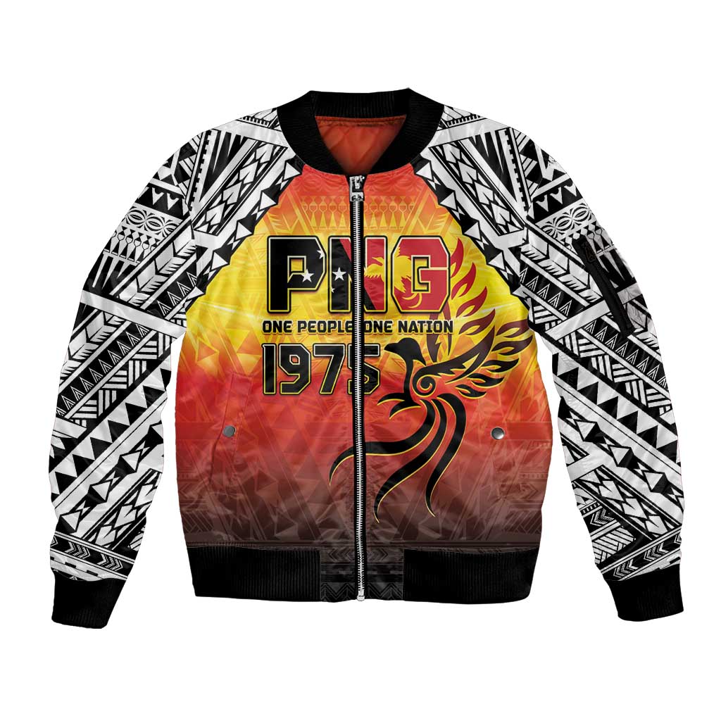 Papua New Guinea 49th Independence Day Sleeve Zip Bomber Jacket One People One Nation One PNG