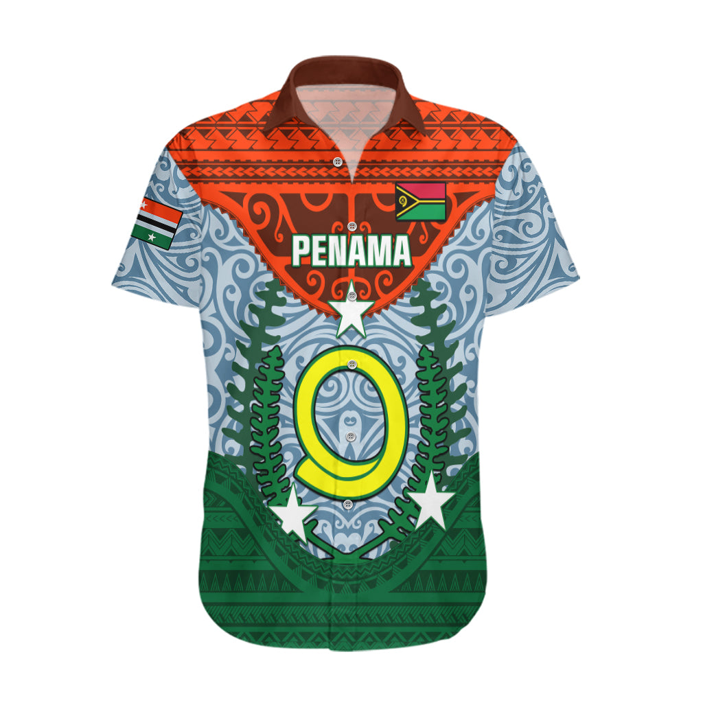 Vanuatu Penama Province Hawaiian Shirt Vanuatuan Coat Of Arms Polynesian Pattern LT05 Green - Polynesian Pride
