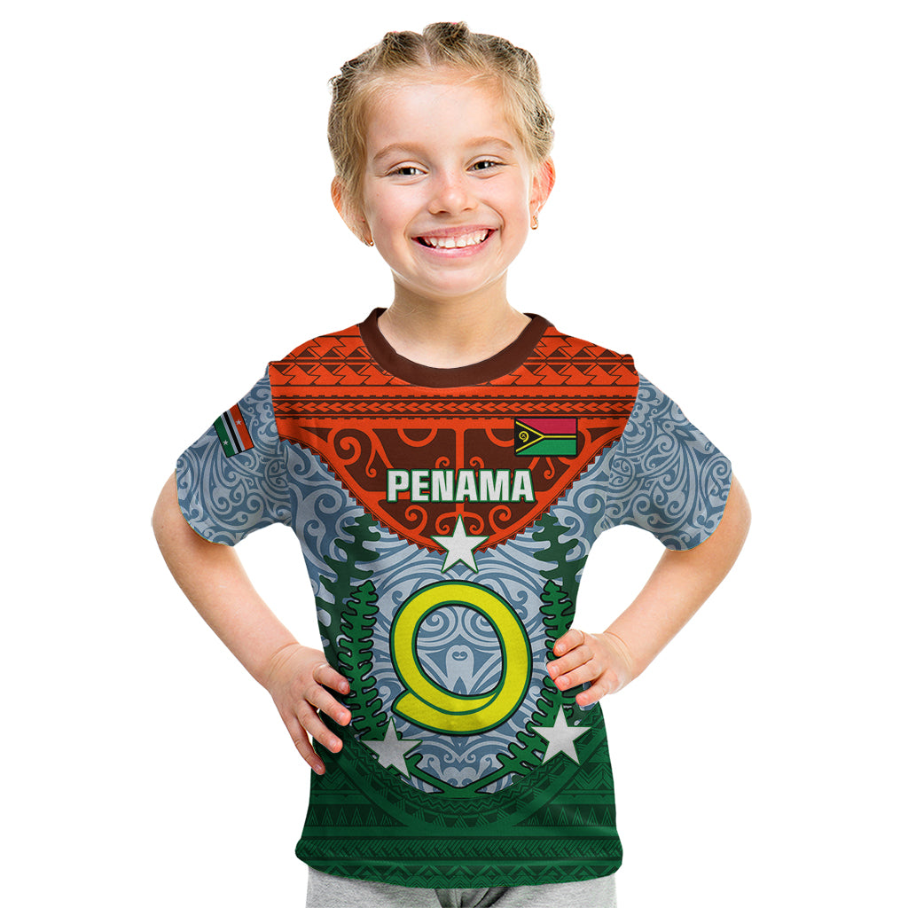 Vanuatu Penama Province Kid T Shirt Vanuatuan Coat Of Arms Polynesian Pattern LT05 Green - Polynesian Pride