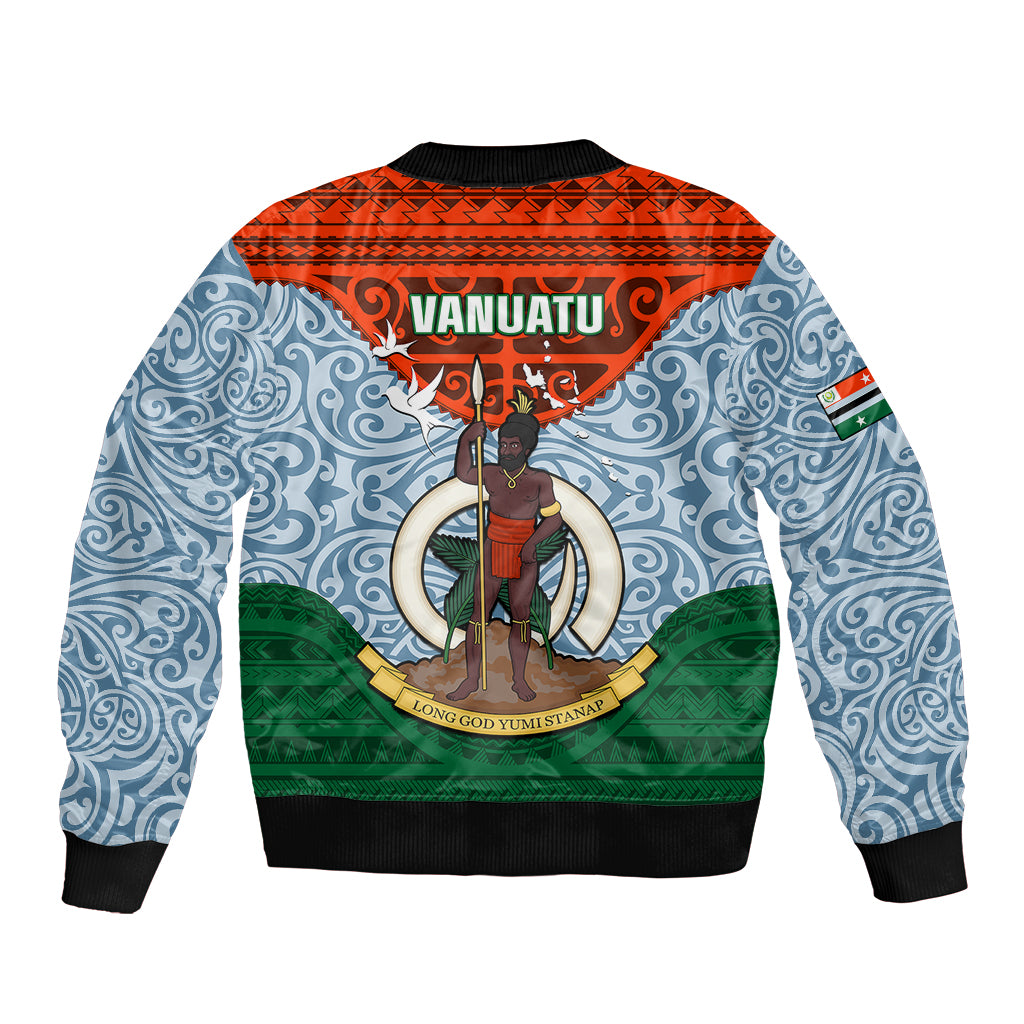Vanuatu Penama Province Sleeve Zip Bomber Jacket Vanuatuan Coat Of Arms Polynesian Pattern LT05 - Polynesian Pride