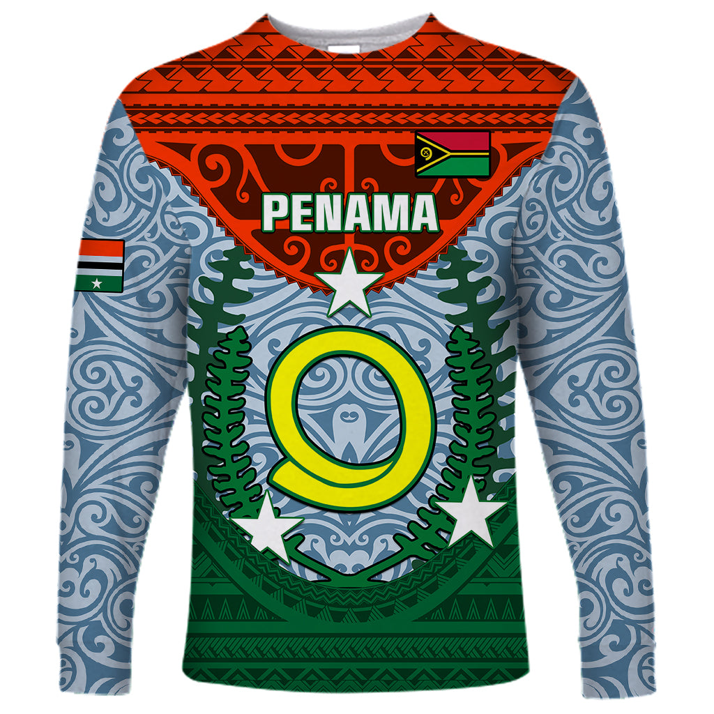 Personalized Vanuatu Penama Province Long Sleeve Shirt Vanuatuan Coat Of Arms Polynesian Pattern LT05 Unisex Green - Polynesian Pride
