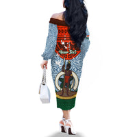 Personalized Vanuatu Penama Province Off The Shoulder Long Sleeve Dress Vanuatuan Coat Of Arms Polynesian Pattern LT05 - Polynesian Pride