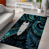 New Zealand Aotearoa Area Rug Maori Tane Te Waiora Paua Shell Glitter Turquoise