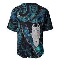 New Zealand Aotearoa Baseball Jersey Maori Tane Te Waiora Paua Shell Glitter Turquoise LT05 - Polynesian Pride
