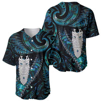 New Zealand Aotearoa Baseball Jersey Maori Tane Te Waiora Paua Shell Glitter Turquoise LT05 - Polynesian Pride