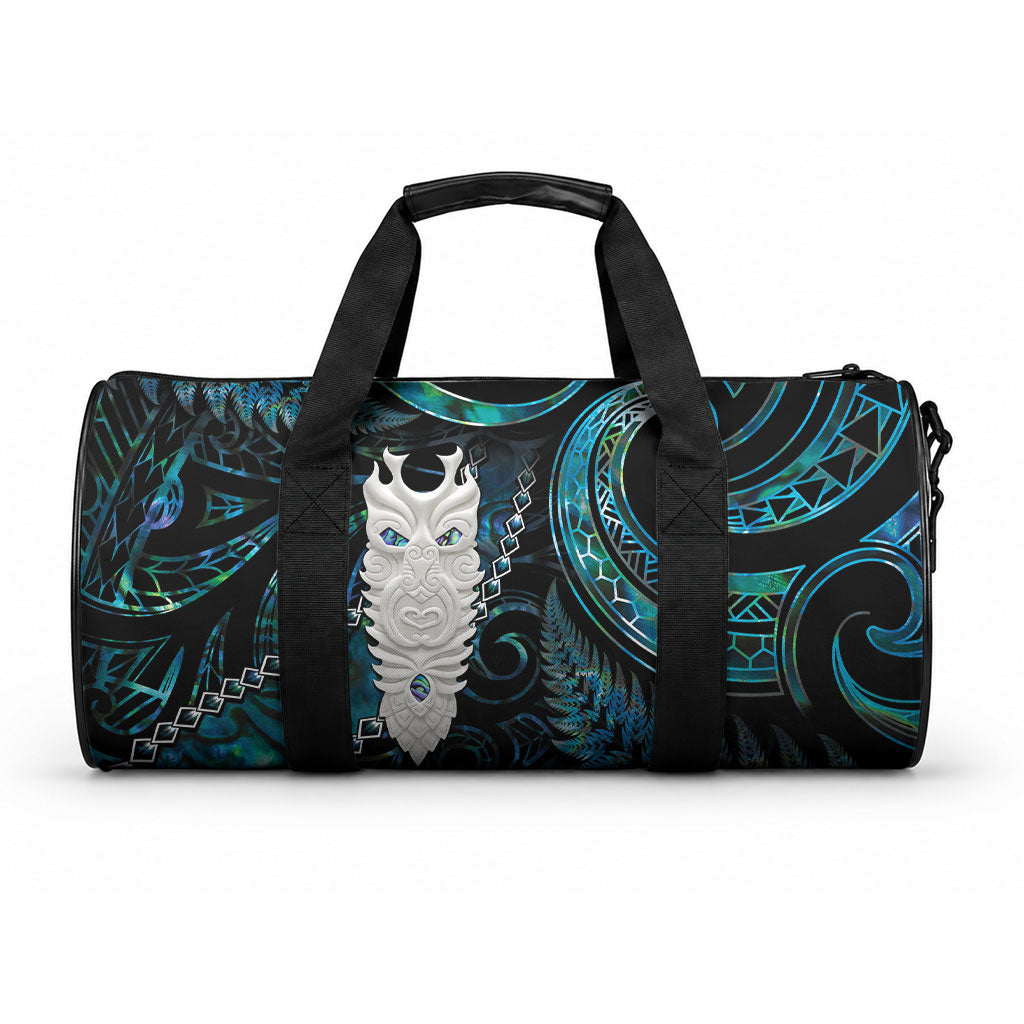 New Zealand Aotearoa Duffle Bag Maori Tane Te Waiora Paua Shell Glitter Turquoise LT05 One size Turquoise - Polynesian Pride