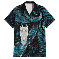 New Zealand Aotearoa Family Matching Tank Maxi Dress and Hawaiian Shirt Maori Tane Te Waiora Paua Shell Glitter Turquoise LT05 Dad's Shirt - Short Sleeve Turquoise - Polynesian Pride