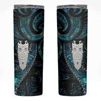 New Zealand Aotearoa Skinny Tumbler Maori Tane Te Waiora Paua Shell Glitter Turquoise