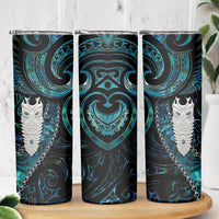 New Zealand Aotearoa Skinny Tumbler Maori Tane Te Waiora Paua Shell Glitter Turquoise